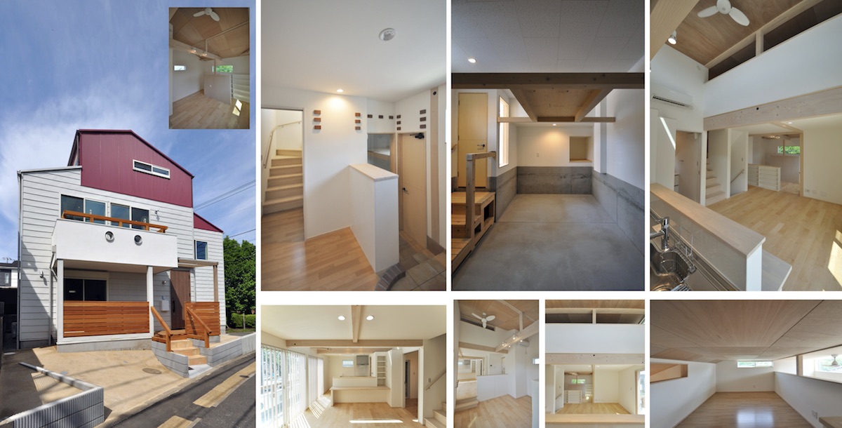 The S residence is complete, the house has clearstory lighting from the south side and the east road and a loft. The vibration and noise of the traffic facing the main road, was eased by the building envelope. The Construction was by Yoshida Corporation.